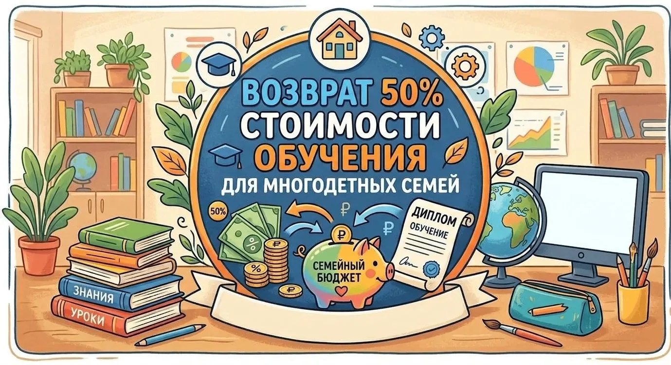 Возврат 50% стоимости обучения — для многодетных семей