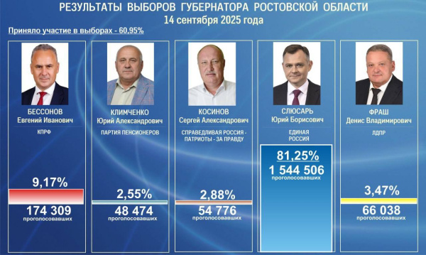 Результаты выборов губернатора Ростовской области.